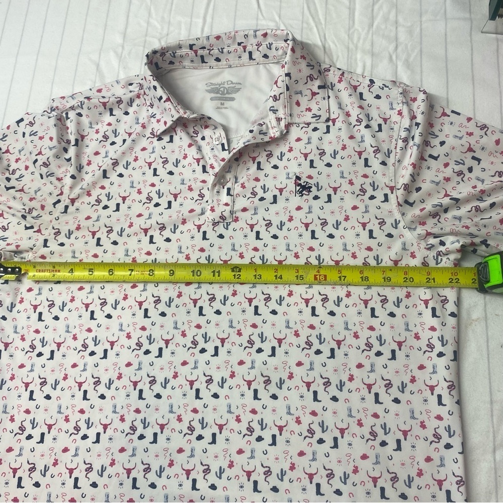 Straight Down Cowboy Men's White Patterned Shirt, Short Sleeve Shirt,Size Medium - Picture 8 of 9